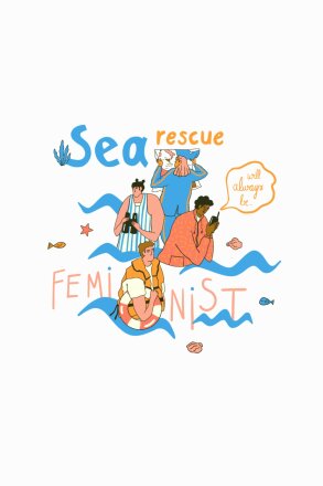 T-Shirt Feminist Sea Rescue Irem Kurt Unisex White