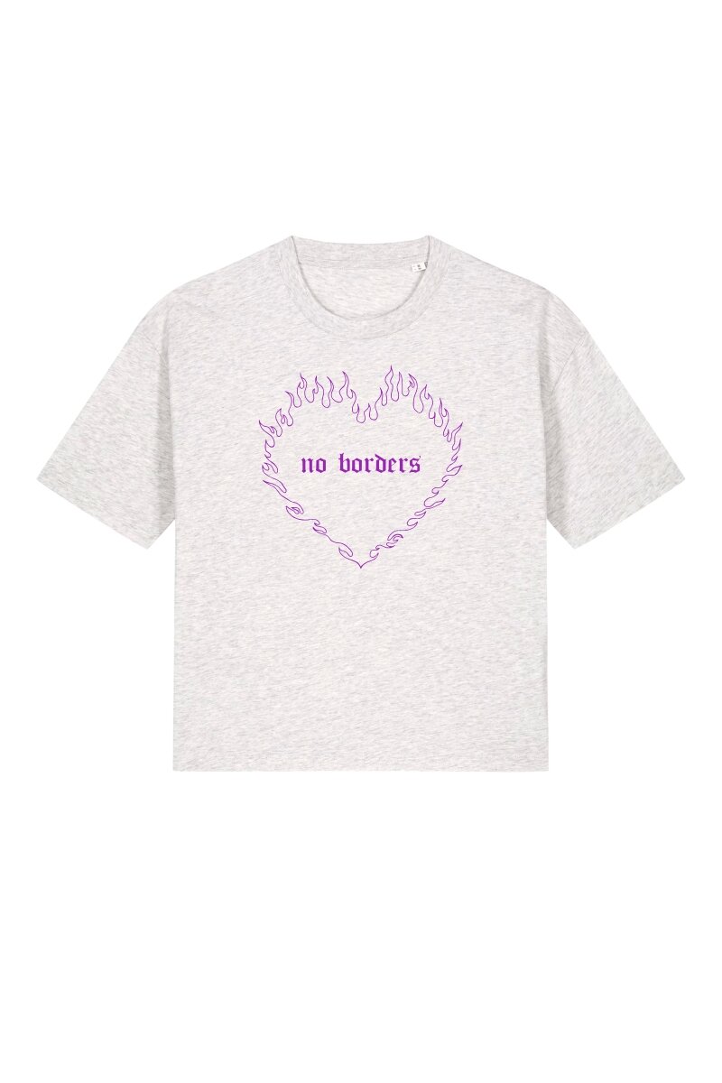 Boxy T-Shirt No Borders Heart Heather Grey