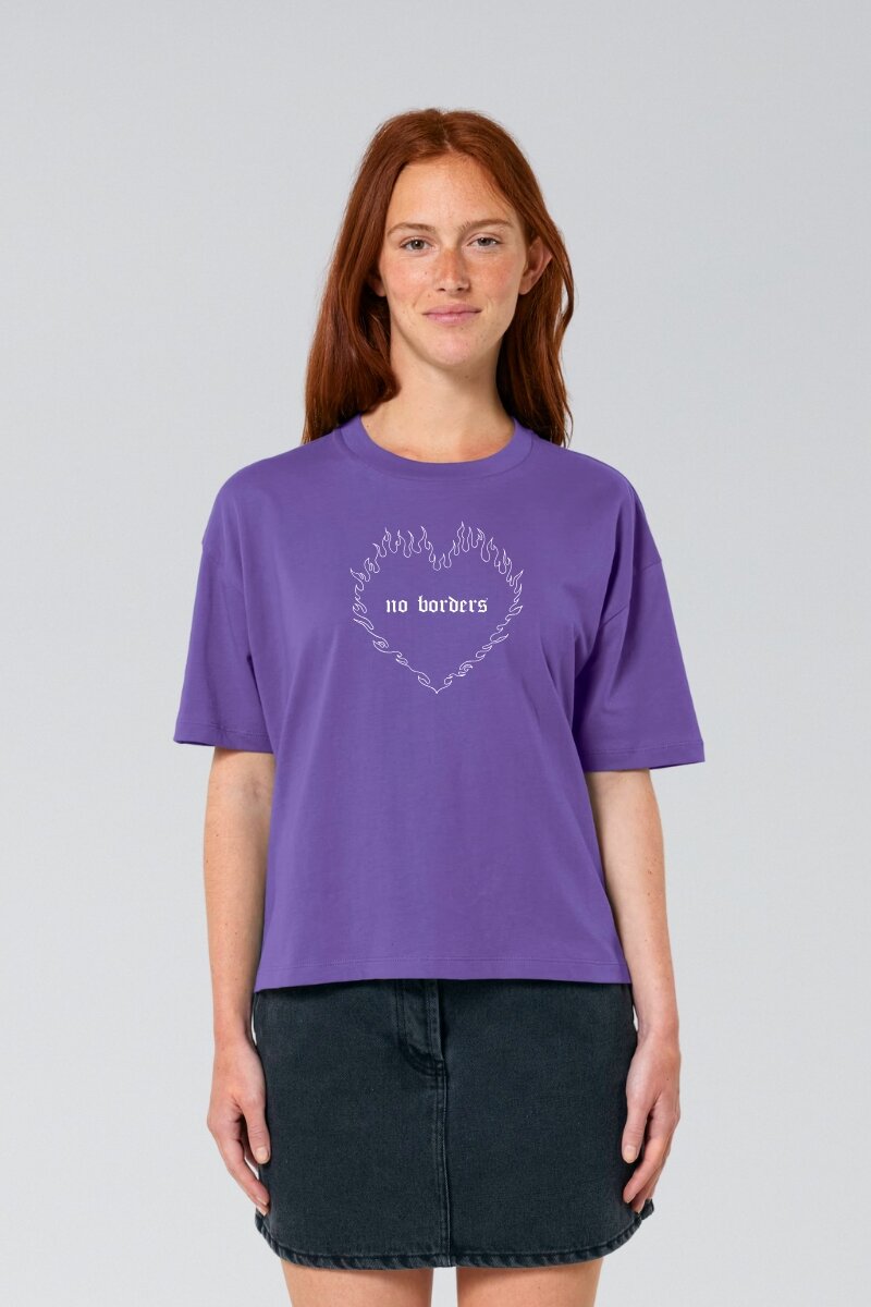 Boxy T-Shirt No Borders Heart Purple box