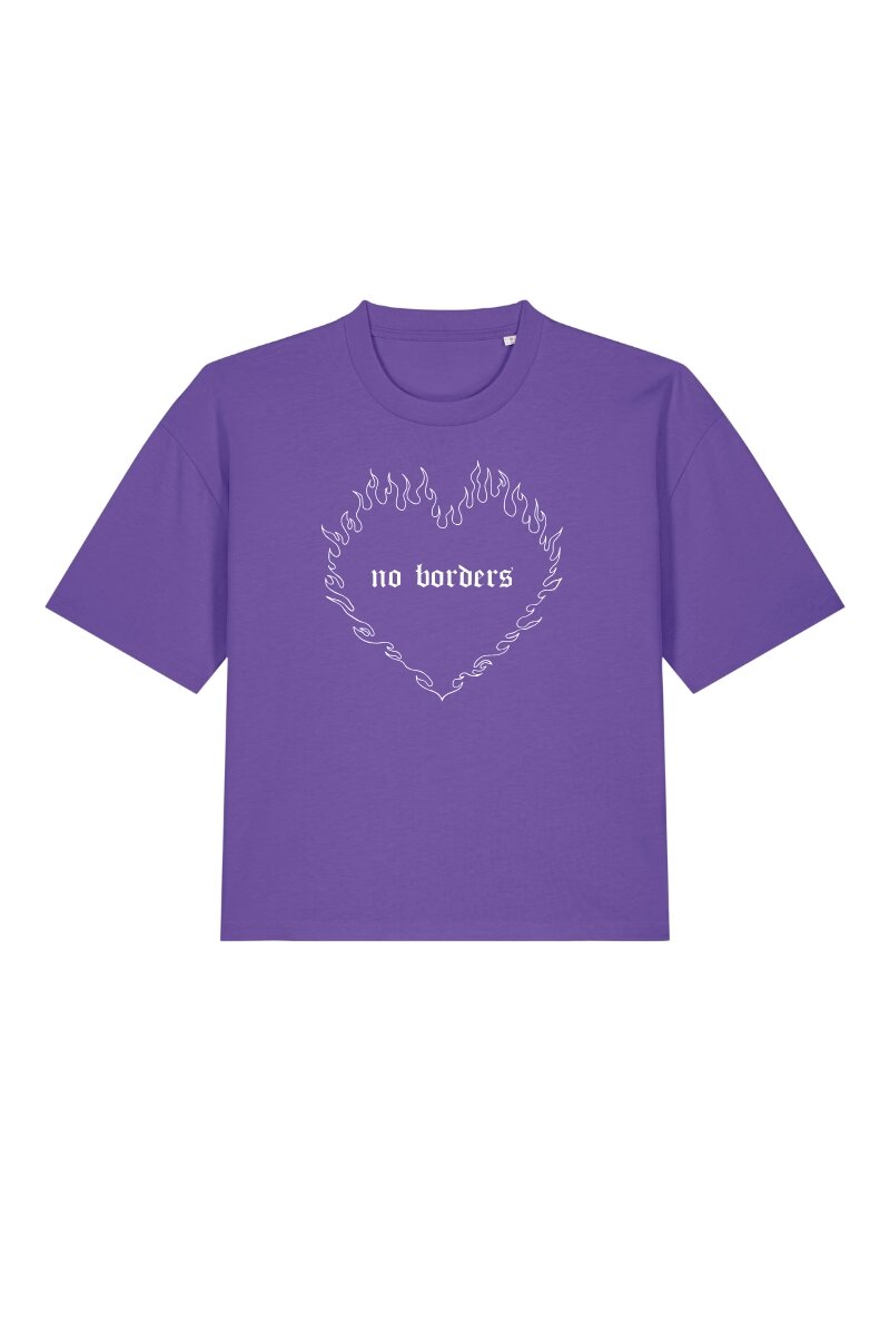 Boxy T-Shirt No Borders Heart Purple