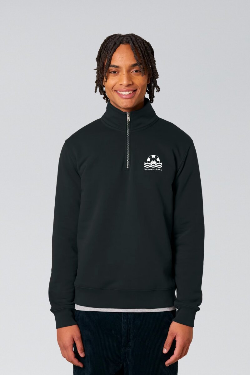 Embroidered Logo Halfzip Sweater Unisex Black