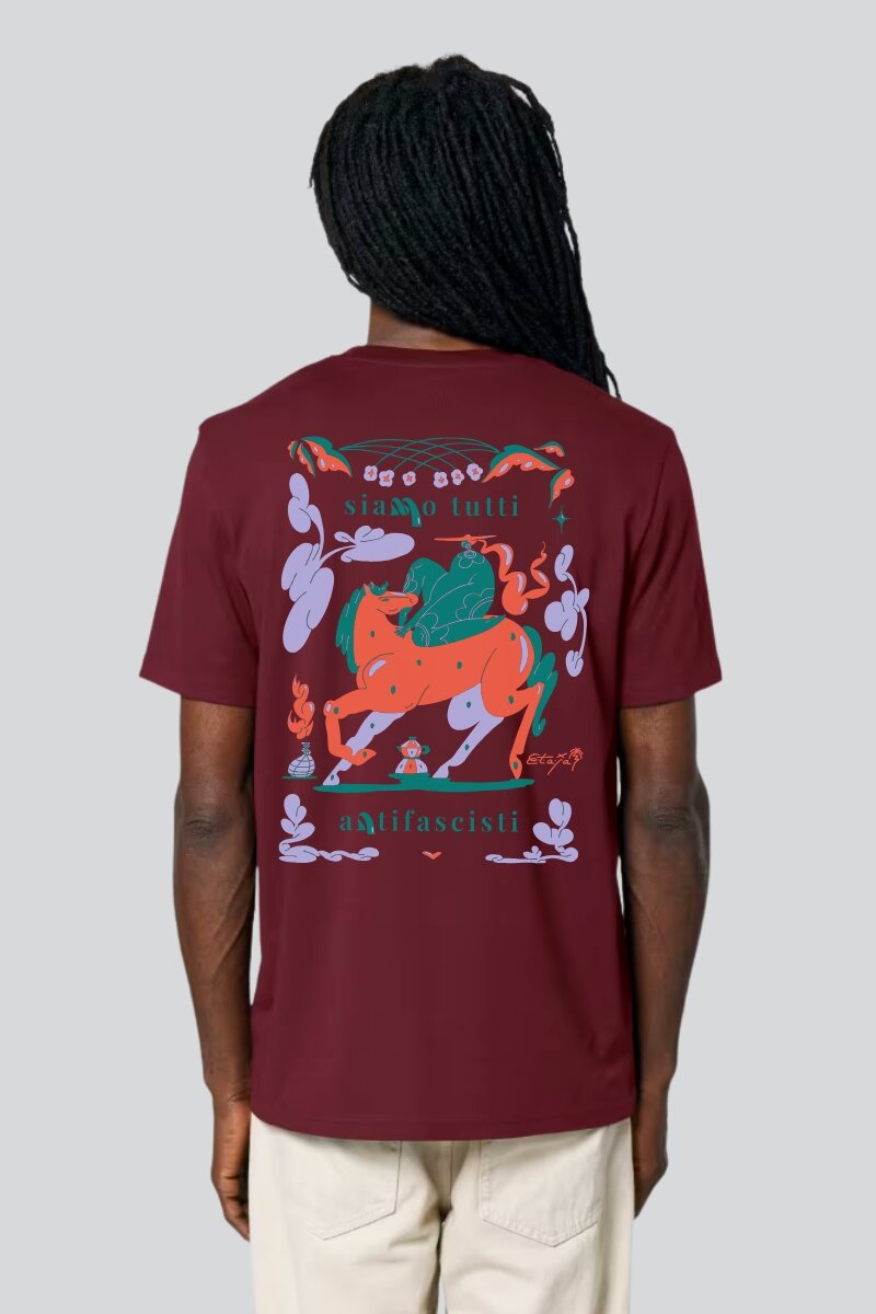 T-Shirt Siamo Tutti Antifascisti Etaja Unisex Burgundy