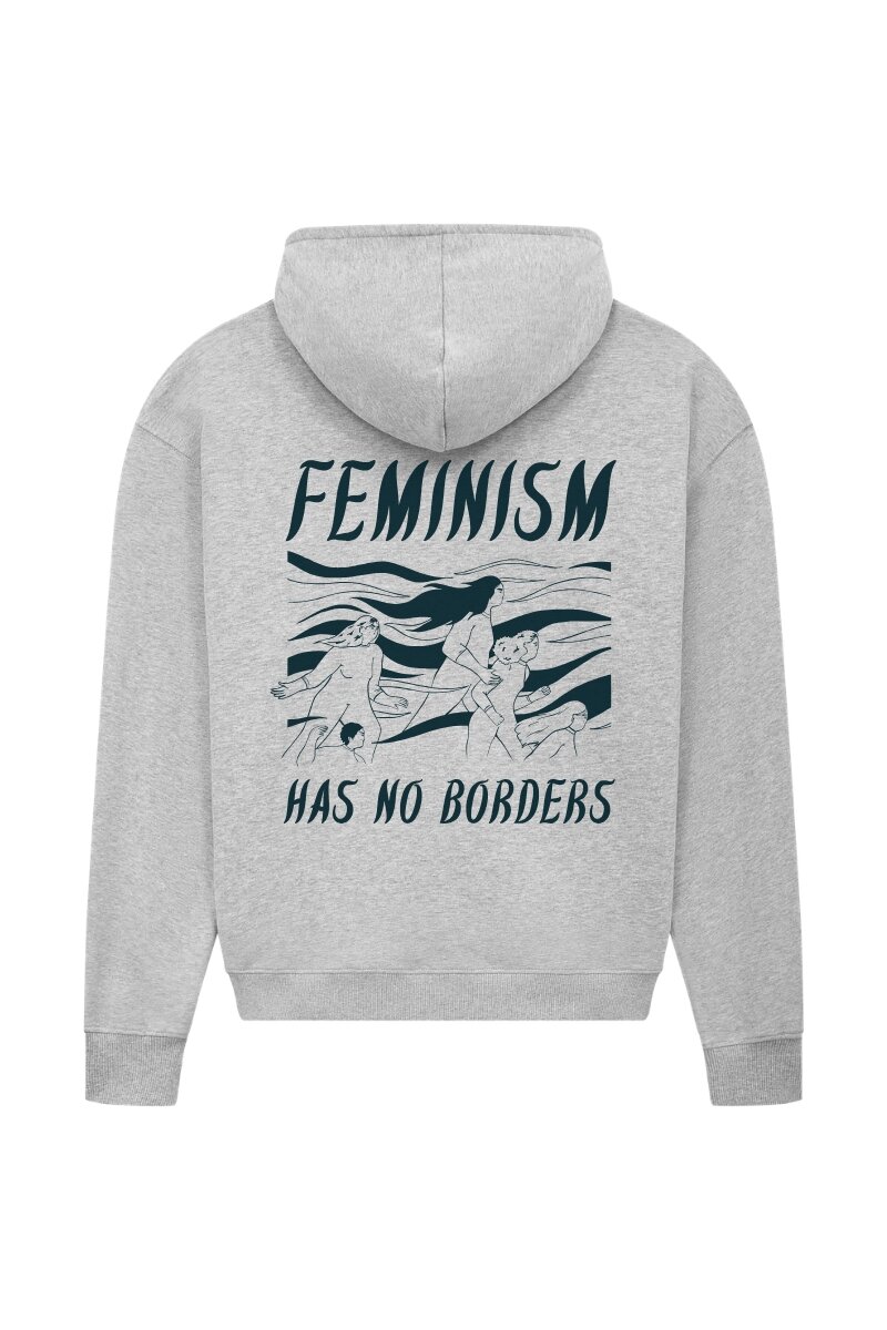 Halfzip Hoodie Feminism Has No Borders Grey