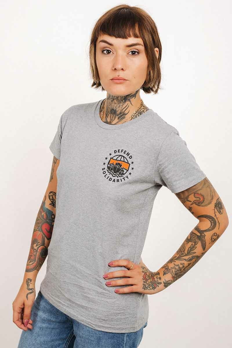 T-Shirt Defend Solidarity Tailliert Grey