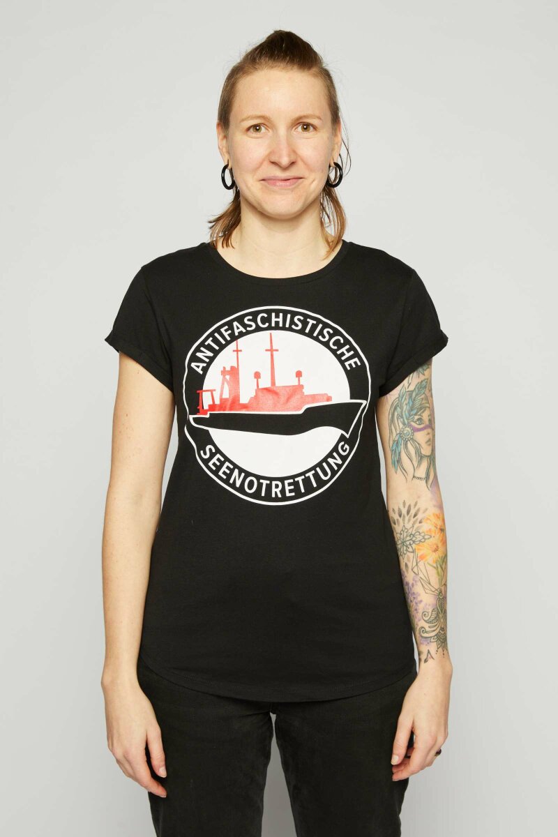 T-Shirt Antifaschistische Seenotrettung Tailliert Black