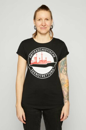 T-Shirt Short Women Antifaschistische Seenotrettung Black