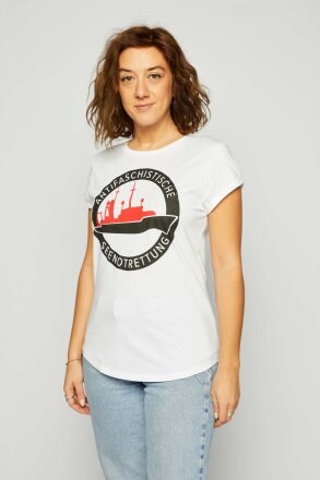 T-Shirt Antifaschistische Seenotrettung Tailliert White