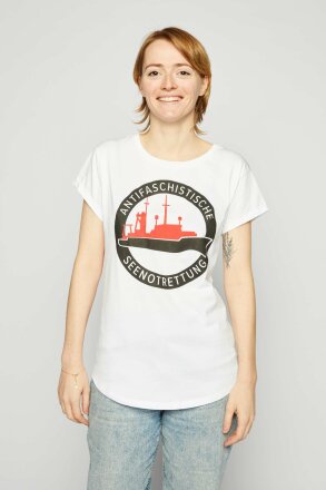 T-Shirt Short Women Antifaschistische Seenotrettung White